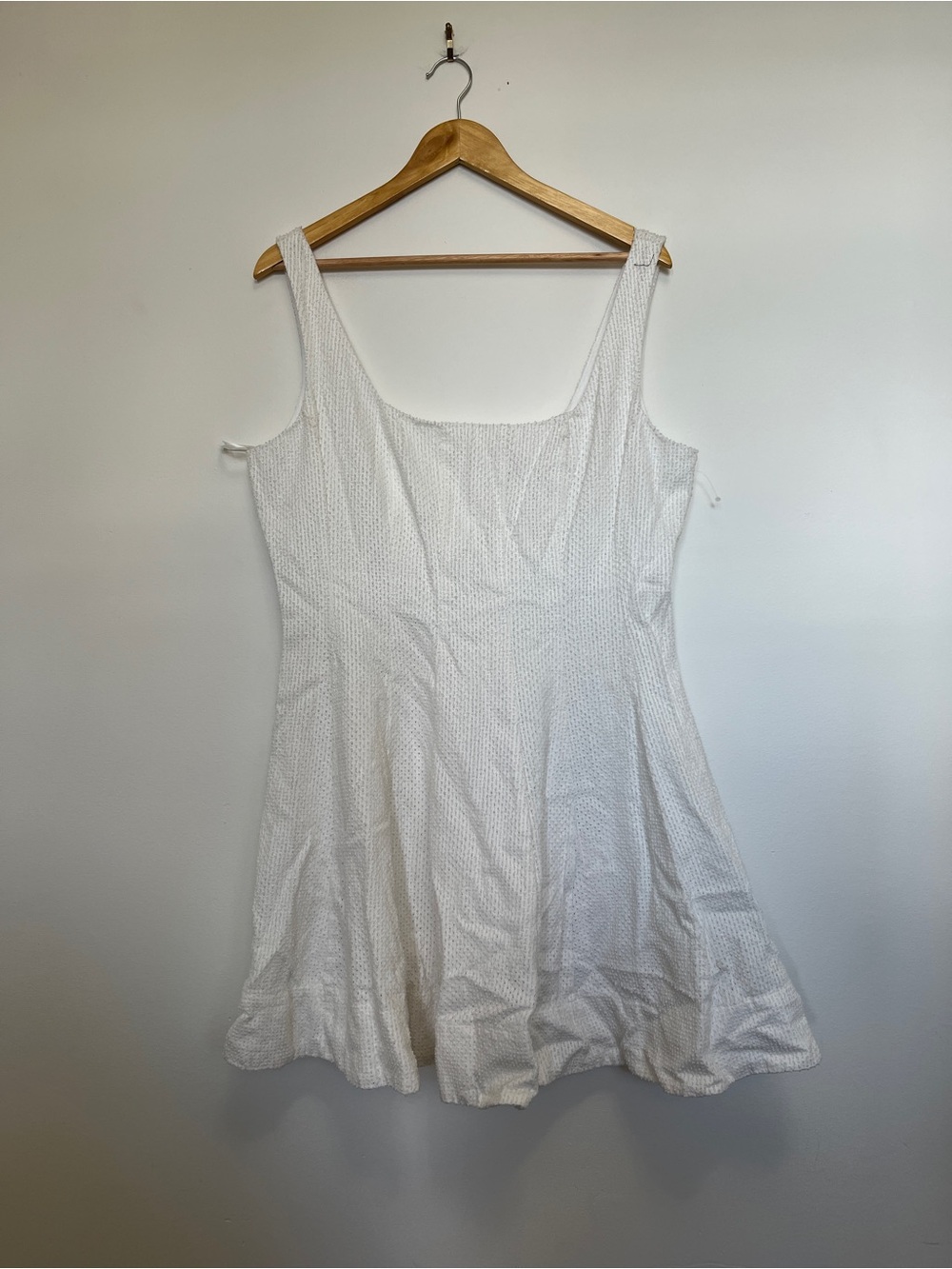 Staud Textured Mini Wells Dress in White Bachelorette Bridal Size 14